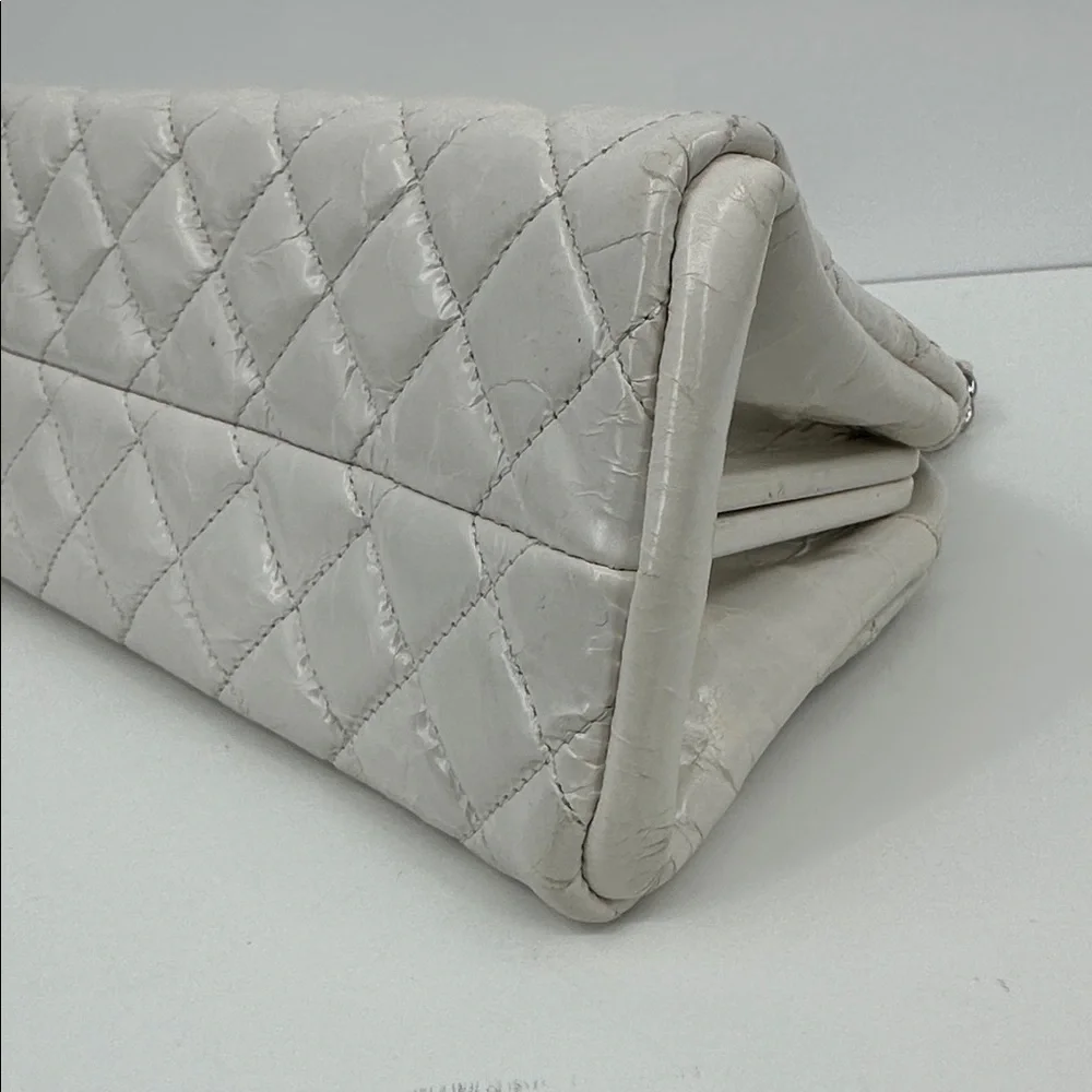 Authenticated CHANEL Mademoiselle Shoulder Chain Bag- White/Silver - Picture 15 of 17